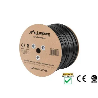 LANBERG KABEL LAN KAT.5E UTP 305M STAŁY ZEWNĘTRZNY CU CZARNY FLUKE PASS LANBERG KABEL LAN KAT.5E UTP 305M STAŁY ZEWNĘTRZNY CU CZARNY FLUKE PASS
