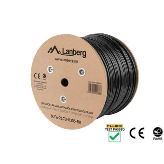 LANBERG KABEL LAN KAT.6 FTP 305M STAŁY ZEWNĘTRZNY CU CZARNY FLUKE PRZEKAZANY