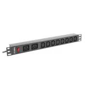 LANBERG 19" 1U 16A 2M 2X C19 8X GNIAZDA IEC C13 CZARNY C20