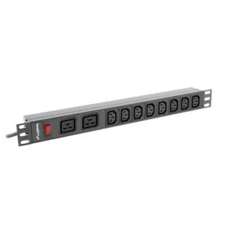 LANBERG 19" 1U 16A 2M 2X C19 8X GNIAZDA IEC C13 CZARNY C20