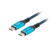 Lanberg KABEL USB-C M/M 4.0 1,5 m 240 W 8K 60 Hz CZARNO-NIEBIESKI