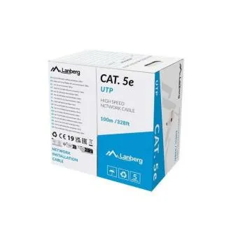 LANBERG KABEL SIECIOWY CAT.5E UTP 100 M, SZTYWNY, MIEJSCOWY, SZARY, FLUKE PASS LANBERG KABEL SIECIOWY CAT.5E UTP 100 M, SZTYWNY, MIEJSCOWY, SZARY, FLUKE PASS