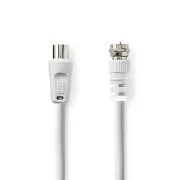 Nedis CSGL41000WT30 – Kabel satelitarny i antenowy | Wtyk typu F | Wtyk typu F | 75 omów | Podwójne ekranowanie | 3 m | Biały