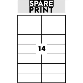 SPARE PRINT PREMIUM Etykiety samoprzylepne białe, 100 arkuszy A4 w pudełku (1 arkusz/14x etykieta 105x42,3 mm)
