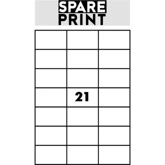 SPARE PRINT PREMIUM Etykiety samoprzylepne białe, 100 arkuszy A4 w pudełku (1arch/21x etykieta 70x42,3mm)