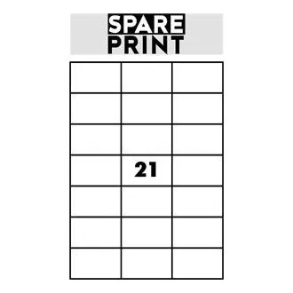 SPARE PRINT PREMIUM Etykiety samoprzylepne białe, 100 arkuszy A4 w pudełku (1arch/21x etykieta 70x42,3mm)