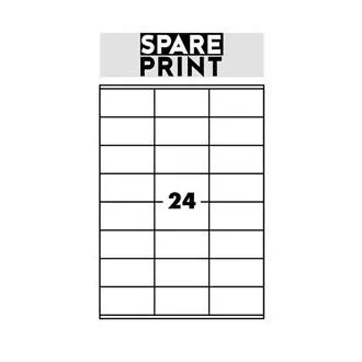 SPARE PRINT PREMIUM Etykiety samoprzylepne białe, 100 arkuszy A4 w pudełku (1arch/24x etykieta 70x36mm)