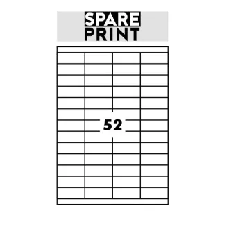 SPARE PRINT PREMIUM Etykiety samoprzylepne białe, 100 arkuszy A4 w pudełku (1arch/52x etykieta 52,5x21,2mm)