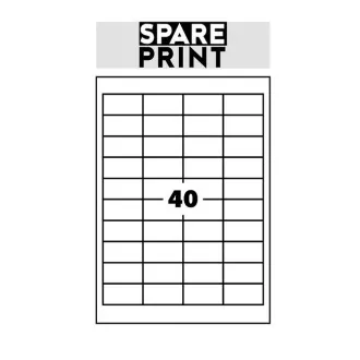 SPARE PRINT PREMIUM Etykiety samoprzylepne białe, 100 arkuszy A4 w pudełku (1arch/40x etykieta 48,5x25,4mm)