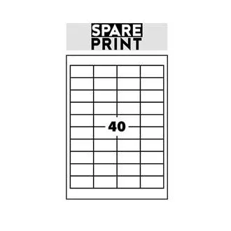 SPARE PRINT PREMIUM Etykiety samoprzylepne białe, 100 arkuszy A4 w pudełku (1arch/40x etykieta 48,5x25,4mm)