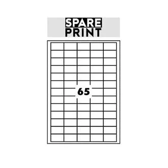 SPARE PRINT PREMIUM Etykiety samoprzylepne białe, 100 arkuszy A4 w pudełku (1arch/65x etykieta 38x21mm)