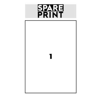 SPARE PRINT PREMIUM Etykiety samoprzylepne białe, 100 arkuszy A4 w pudełku (1 arkusz/1x etykieta 210x297mm)