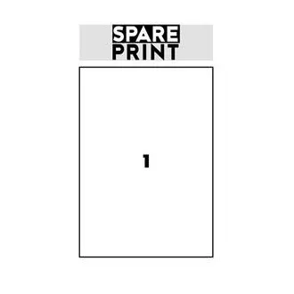 SPARE PRINT PREMIUM Etykiety samoprzylepne białe, 100 arkuszy A4 w pudełku (1 arkusz/1x etykieta 210x297mm)