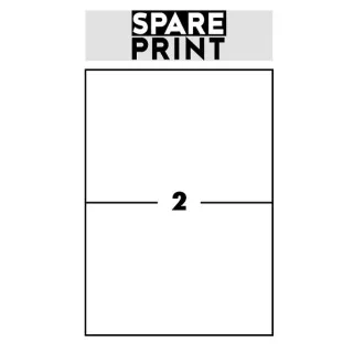SPARE PRINT PREMIUM Etykiety samoprzylepne białe, 100 arkuszy A4 w pudełku (1 arkusz/2x etykieta 210x148,5 mm)