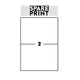SPARE PRINT PREMIUM Etykiety samoprzylepne białe, 100 arkuszy A4 w pudełku (1 arkusz/2x etykieta 210x148,5 mm)