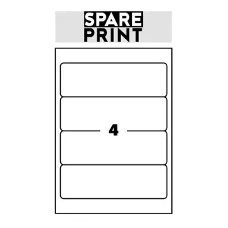 SPARE PRINT PREMIUM Etykiety samoprzylepne białe, 100 arkuszy A4 w pudełku (1 arkusz/4x etykieta 192x61mm)