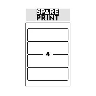 SPARE PRINT PREMIUM Etykiety samoprzylepne białe, 100 arkuszy A4 w pudełku (1 arkusz/4x etykieta 192x61mm)