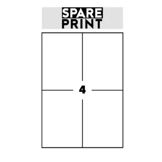 SPARE PRINT PREMIUM Etykiety samoprzylepne białe, 100 arkuszy A4 w pudełku (1 arkusz/4x etykieta 105x148mm)