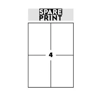 SPARE PRINT PREMIUM Etykiety samoprzylepne białe, 100 arkuszy A4 w pudełku (1 arkusz/4x etykieta 105x148mm)