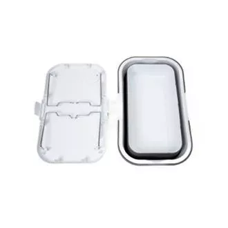 PLATINET KOSZ PIKNIKOWY 47X29X23,5 CM, 16L, SKŁADANY, Z POKRYWĄ 2W1 / STÓŁ BIAŁO-SZARY