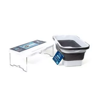 PLATINET KOSZ PIKNIKOWY 47X29X23,5 CM, 16L, SKŁADANY, Z POKRYWĄ 2W1 / STÓŁ BIAŁO-SZARY