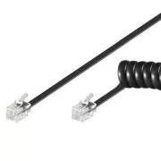 PremiumCord Kabel do słuchawki telefonicznej skręcany 4 żyły 2m - czarny
