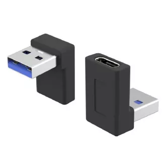 PremiumCord zakrzywiona pod kątem 90° przejściówka USB-C żeński - USB-C męski 40 Gb/s aluminium