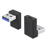 PremiumCord zakrzywiona pod kątem 90° przejściówka USB-C żeński - USB-C męski 40 Gb/s aluminium