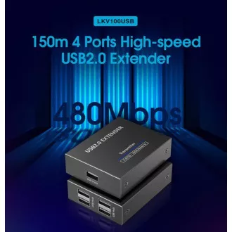 PremiumCord 4-portowy przedłużacz USB 2.0 przez Cat5/Cat5e/Cat6 do 150 m