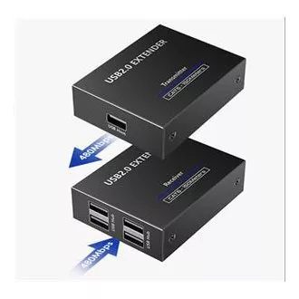 PremiumCord 4-portowy przedłużacz USB 2.0 przez Cat5/Cat5e/Cat6 do 150 m