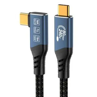 PremiumCord USB4 wersja 2.0 80 Gb/s 16K@60Hz 240 W kabel Thunderbolt 3 i 4, wygięty, 1 m