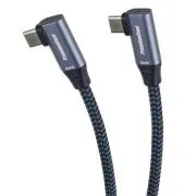 Kabel PremiumCord USB-C z podwójnym zagięciem (USB 3.2 GEN 2x2, 5 A, 100 W, 20 Gbit/s) z bawełnianą oplotką, 0,5 m