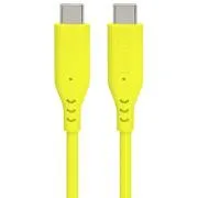 PremiumCord – silikonowy kabel z wtykami USB-C, 60 W, 480 Mb/s, żółty, wyjątkowo miękki, 1,5 m