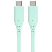PremiumCord – silikonowy kabel z wtykami USB-C, 60 W, 480 Mb/s, turkusowy, wyjątkowo miękki, 1,5 m
