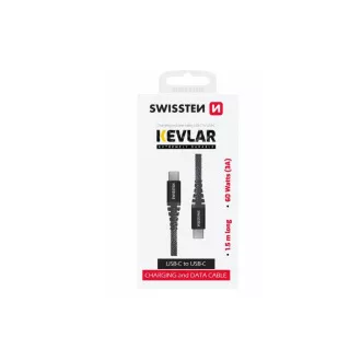KABEL DO TRANSMISJI DANYCH SWISSTEN KEVLAR USB-C / USB-C 1,5 M ANTRACYT KABEL DO TRANSMISJI DANYCH SWISSTEN KEVLAR USB-C / USB-C 1,5 M ANTRACYT