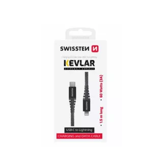 KABEL DO TRANSMISJI DANYCH SWISSTEN KEVLAR USB-C / LIGHTNING 1,5 M ANTRACYT KABEL DO TRANSMISJI DANYCH SWISSTEN KEVLAR USB-C / LIGHTNING 1,5 M ANTRACYT
