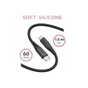 SWISSTEN KABEL DO TRANSMISJI DANYCH MIĘKKI SILIKONOWY USB-C / USB-C 1,5 M 60W CZARNY