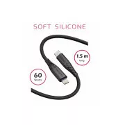 SWISSTEN KABEL DO TRANSMISJI DANYCH MIĘKKI SILIKONOWY USB-C / USB-C 1,5 M 60W CZARNY