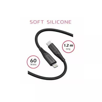 SWISSTEN KABEL DO TRANSMISJI DANYCH MIĘKKI SILIKONOWY USB-C / LIGHTNING 1,2 M 60W CZARNY
