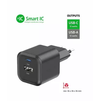 SWISSTEN ADAPTER SIECIOWY 12W 1x USB-C   1x USB-A CZARNY