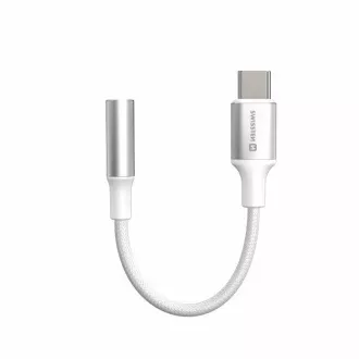 SWISSTEN AUDIO ADAPTER TEXTILE USB-C (męski) / 3,5 mm AUX 0,15 M BIAŁY (zastępuje 73501302)