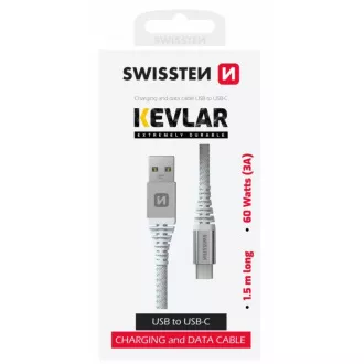 KABEL DO TRANSMISJI DANYCH SWISSTEN KEVLAR USB/USB-C 1,5 M BIAŁY KABEL DO TRANSMISJI DANYCH SWISSTEN KEVLAR USB/USB-C 1,5 M BIAŁY