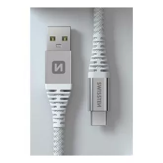 KABEL DO TRANSMISJI DANYCH SWISSTEN KEVLAR USB/USB-C 1,5 M BIAŁY KABEL DO TRANSMISJI DANYCH SWISSTEN KEVLAR USB/USB-C 1,5 M BIAŁY
