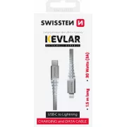 KABEL DO TRANSMISJI DANYCH SWISSTEN KEVLAR USB-C / LIGHTNING 1,5 M BIAŁY