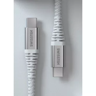KABEL DO TRANSMISJI DANYCH SWISSTEN KEVLAR USB-C / USB-C 1,5 M BIAŁY