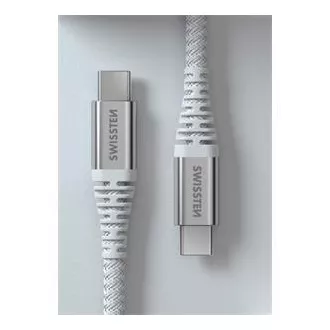 KABEL DO TRANSMISJI DANYCH SWISSTEN KEVLAR USB-C / USB-C 1,5 M BIAŁY
