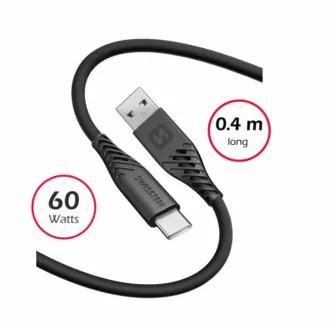 SWISSTEN KABEL DO TRANSMISJI DANYCH MIĘKKI SILIKONOWY USB / USB-C 0,4 M CZARNY SWISSTEN KABEL DO TRANSMISJI DANYCH MIĘKKI SILIKONOWY USB / USB-C 0,4 M CZARNY
