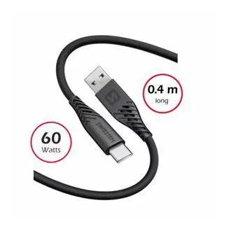 SWISSTEN KABEL DO TRANSMISJI DANYCH MIĘKKI SILIKONOWY USB / USB-C 0,4 M CZARNY SWISSTEN KABEL DO TRANSMISJI DANYCH MIĘKKI SILIKONOWY USB / USB-C 0,4 M CZARNY