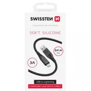 KABEL DO TRANSMISJI DANYCH SWISSTEN SOFT SILICONE USB-A / LIGHTNING 0,4 M CZARNY