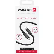 KABEL DO TRANSMISJI DANYCH SWISSTEN SOFT SILICONE USB-C / LIGHTNING 0,4 M CZARNY